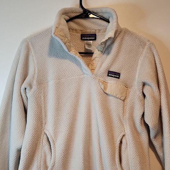 Patagonia Re-Tool 1/4 Snap Fleece Pullover Women's Size Small White/Cream EUC - Picture 5 of 14